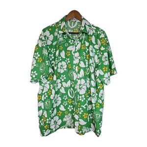 Oakland As MLB Baseball Mens XL Hawaiian Button Shirt Short Sleeve